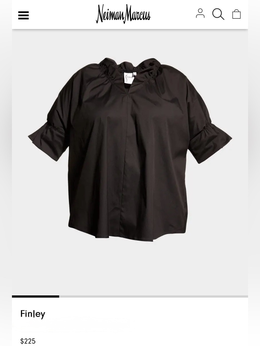 Finley Black Ruffle Neck Short Sleeve Blouse